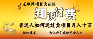 互联网项目天花板,知付付费项目,普通人如何通过卖项目月入十个,拒绝韭菜【揭秘】-逐浪前行