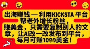 利用kicksta平台帮老外涨粉挣美金，每月收益1000美刀-逐浪前行