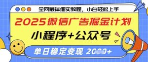 2025微信广告掘金计划,小程序+公众号双管齐下,单日稳定变现过千【揭秘】-逐浪前行