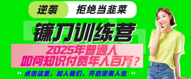 【网创项目终点站-镰刀训练营超级IP合伙人】25年普通人如何通过知识付费实现逆袭【揭秘】-逐浪前行