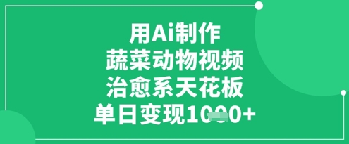 用Ai制作蔬菜动物视频，治愈系天花板，单日变现1k-逐浪前行
