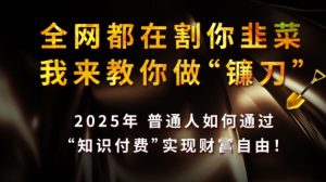全网都在割你韭菜,我来教你做镰刀,2025普通人如何通过知识付费,实现财F自由【揭秘】-逐浪前行