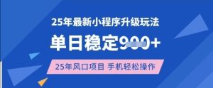 25年3月最新小程序升级玩法，单日稳定收益数张，风口项目，一个手机轻松操作【揭秘】-逐浪前行