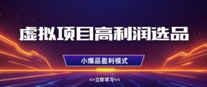 虚拟项目高利润选品方法，做好单店利润1W+，可多店倍增利润-逐浪前行