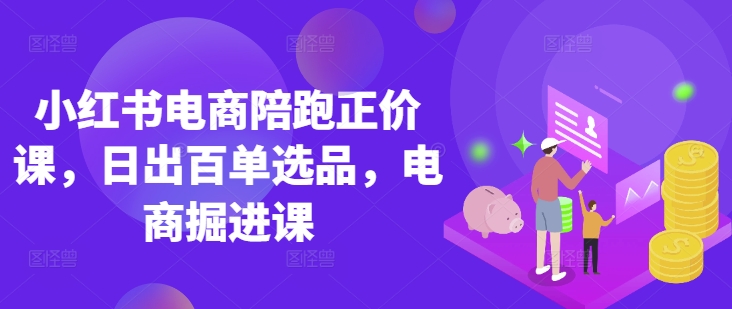 小红书电商陪跑正价课，小红书官方认证电商讲师教学，日出百单选品，电商掘进课-逐浪前行