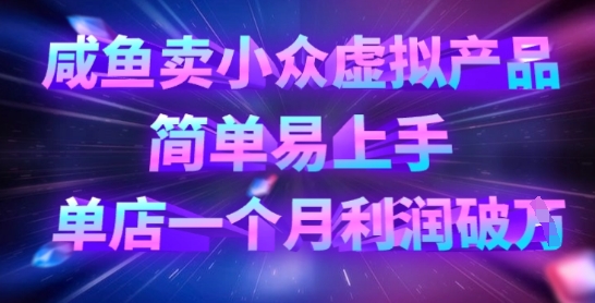 咸鱼卖小众虚拟产品，简单易上手，单店一个月利润破W-逐浪前行