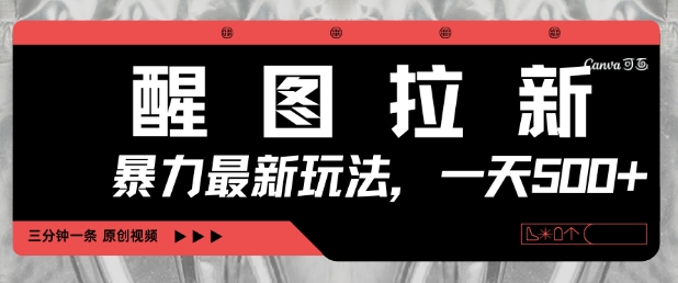 醒图拉新，暴力新玩法，光用手机三分钟制作一条视频，一天轻松5张-逐浪前行