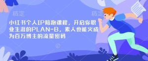 小红书个人IP陪跑课程,开启你职业生涯的PLAN-B,素人也能火成为百万博主的流量密码-逐浪前行