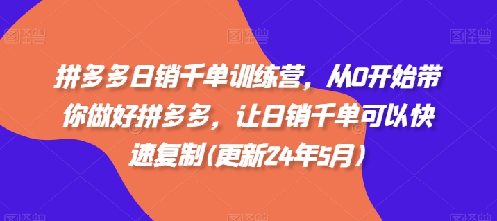 拼多多日销千单训练营，从0开始带你做好拼多多，让日销千单可以快速复制(更新25年2月)-逐浪前行