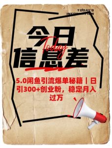 5.0闲鱼引流爆单秘籍，日引300+创业粉，稳定月入过W-逐浪前行