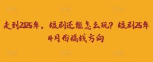 走到2025年，短剧还能怎么玩？短剧25年4月份搞钱方向-逐浪前行