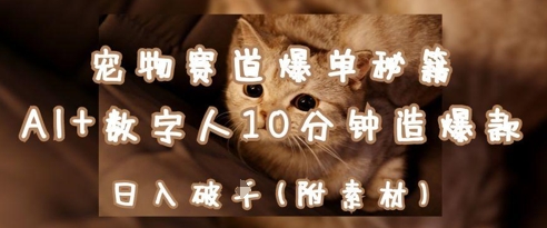 宠物赛道爆单秘籍：AI+数字人10分钟造爆款，日入1k-逐浪前行