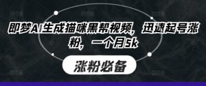 即梦AI生成猫咪黑帮视频,迅速起号涨粉,一个月5k-逐浪前行