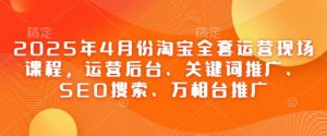 2025年4月份淘宝全套运营现场课程,运营后台、关键词推广、SEO搜索、万相台推广-逐浪前行