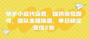 快手小店代运营,提供账号即可,团队全程操盘,单日稳定变现5张【揭秘】-逐浪前行