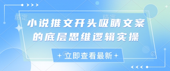 小说推文开头吸睛文案的底层思维逻辑实操-逐浪前行