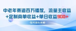 中老年赛道百万播放+流量主收益+定制收益，单日收益9张-逐浪前行