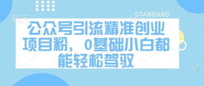 公众号引流精准创业项目粉，0基础小白都能轻松驾驭-逐浪前行