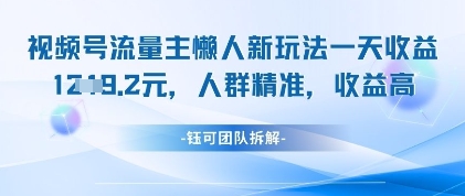 视频号流量主懒人新玩法，一天收益1k，人群精准收益高-逐浪前行