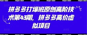 拼多多打爆班原创高阶技术第43期,拼多多高价虚拟项目-逐浪前行