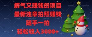 解气又挣钱的项目,最新违章拍照挣钱,随手一拍,轻松收入数张【揭秘】-逐浪前行