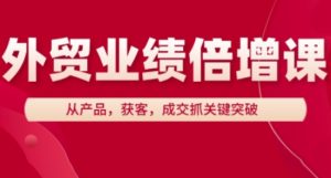 外贸业绩倍增课,从产品,获客,成交抓关键突破-逐浪前行