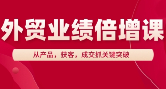 外贸业绩倍增课，从产品，获客，成交抓关键突破-逐浪前行