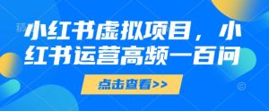 小红书虚拟项目,小红书运营高频一百问【文档】-逐浪前行
