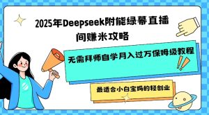 2025年Deepseek附能绿幕直播间挣米攻略无需拜师自学月入过W保姆级教程,最适合小白宝妈的轻创业-逐浪前行