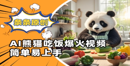 Ai熊猫吃饭爆火视频，条条原创，简单易上手-逐浪前行