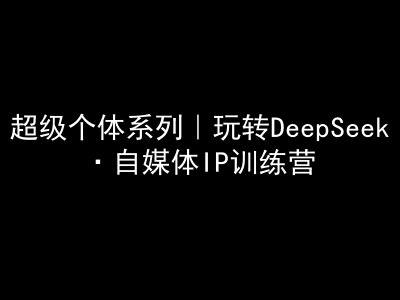 超级个体系列，玩转DeepSeek·自媒体IP训练营，deepseek教程-逐浪前行