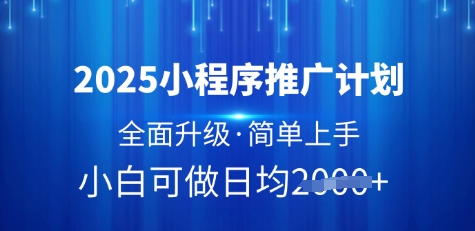 2025小程序推广计划，全面升级，简单上手，日均多张【揭秘】-逐浪前行