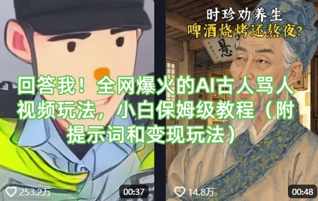 回答我！全网爆火的AI古人骂人视频玩法，小白保姆级教程（附提示词和变现玩法）-逐浪前行