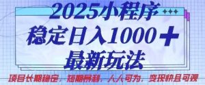 2025小程序稳定日入1k,最新玩法项目长期稳定,短期是利,人人可为,变现快且可观【揭秘】-逐浪前行