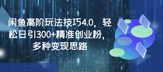 闲鱼高阶玩法技巧4.0，轻松日引300+精准创业粉，多种变现思路-逐浪前行