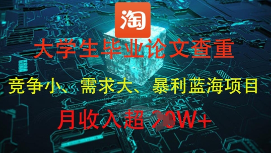 大学生毕业论文查重，暴利蓝海项目，月收入过1W+-逐浪前行