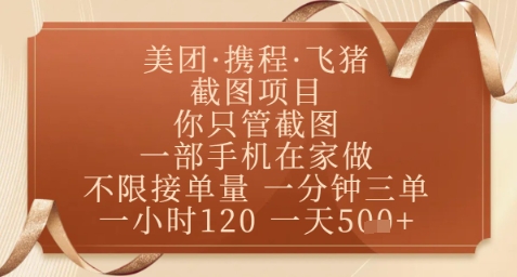 飞猪美团截图项目，你只管截图，一部手机在家做，正规平台无套路，一天5张+【揭秘】-逐浪前行