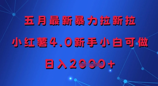 五月最新暴力拉新拉，小红薯4.0新手小白可做，日入多张-逐浪前行
