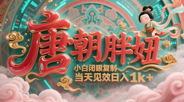 用AI克隆“唐朝胖妞”日更3条，平台疯狂推流，小白闭眼复制，当天见效，日入1k+-逐浪前行