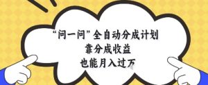 问一问全自动分成计划，靠分成收益也能月入过1W【揭秘】-逐浪前行