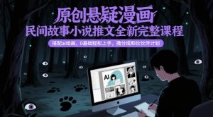 原创悬疑漫画民间故事小说推文全新完整课程, 搭配ai绘画,0基础轻松上手,撸分成和伙伴计划-逐浪前行