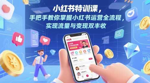 小红书特训课，手把手教你掌握小红书运营全流程，实现流量与变现双丰收-逐浪前行