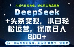 DeepSeek+头条变现，保姆级教学，小白轻松上手，日入8张+【揭秘】-逐浪前行