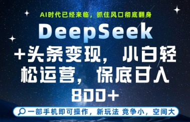 DeepSeek+头条变现，保姆级教学，小白轻松上手，日入8张+【揭秘】-逐浪前行
