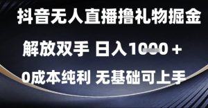 抖音无人直播撸礼物掘金，解放双手，日入1k，0成本纯利，无基础可上手【揭秘】-逐浪前行