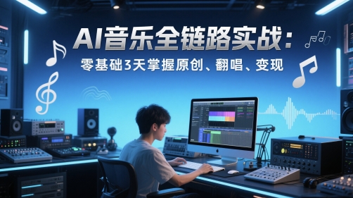 AI音乐全链路实战变现课：零基础3天掌握原创、翻唱、变现-逐浪前行