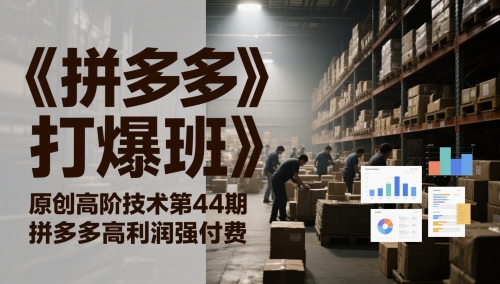 《拼多多打爆班》原创高阶技术第44期，拼多多高利润强付费-逐浪前行