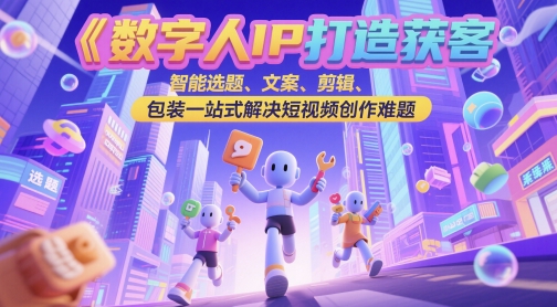 数字人IP打造获客变现实操课，智能选题、文案、剪辑、包装一站式解决短视频创作难题-逐浪前行