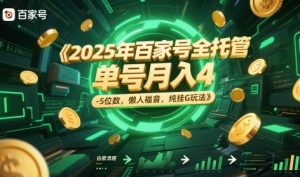 2025年百家号全托管,单号月入4-5位数,懒人福音,纯挂G玩法【揭秘】-逐浪前行