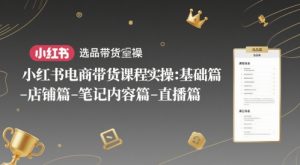 小红书电商带货课程实操:基础篇-选品篇-店铺篇-笔记内容篇-直播篇-逐浪前行